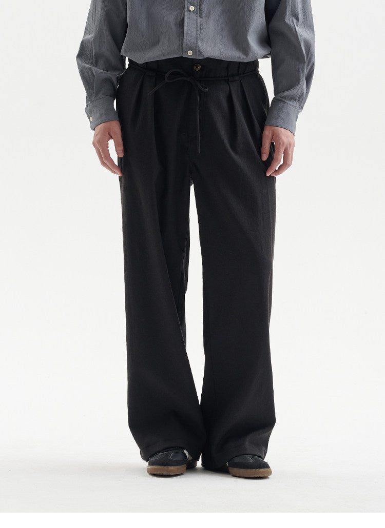 BUTTBILL Unisex 20% Sorona® Cotton-Linen Double-Pleated Extended-Waist Trousers116