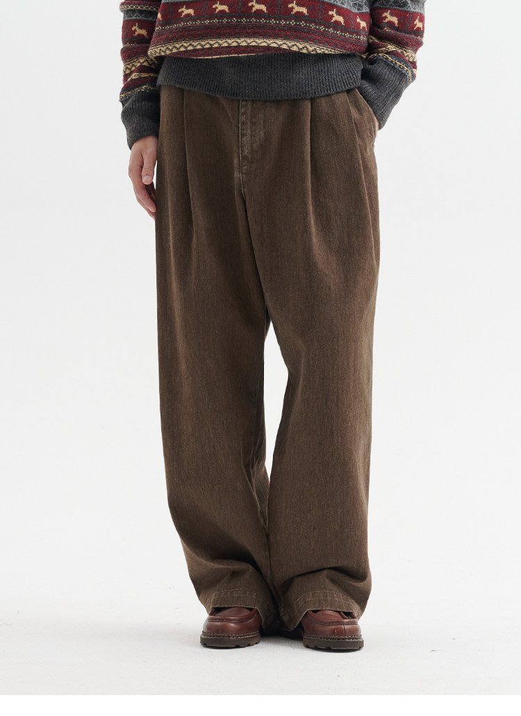BUTTBILL FW25 Unisex Enzyme-Washed Pleated Relaxed Trousers056