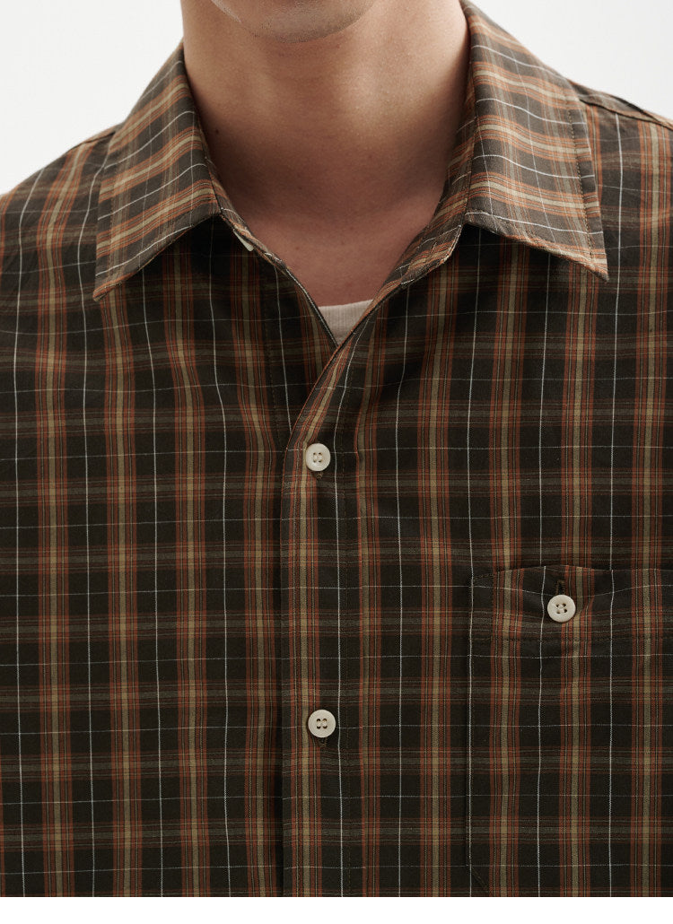 BUTTBILL Unisex Vintage Plaid Relaxed Long-Sleeve Overshirt098