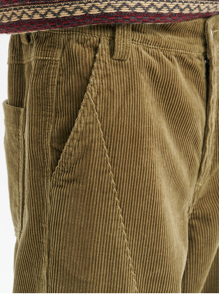 BUTTBILL FW25 Unisex 100% Cotton 8-Wale Corduroy Paneled Straight Trousers055
