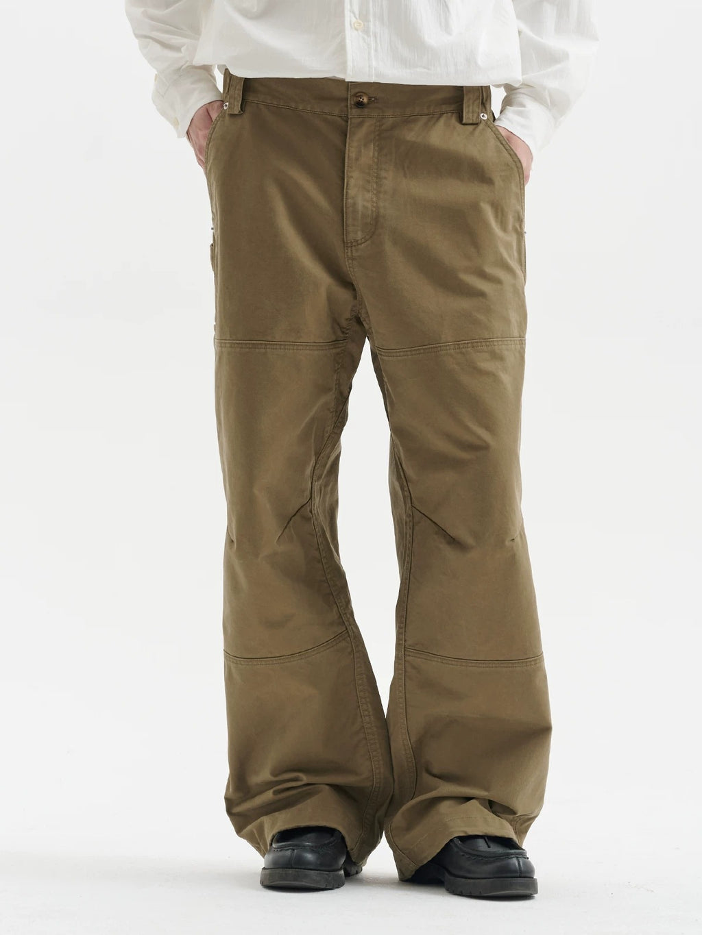 BUTTBILL Unisex Enzyme-Washed Cotton Twill Paneled Utility Trousers060