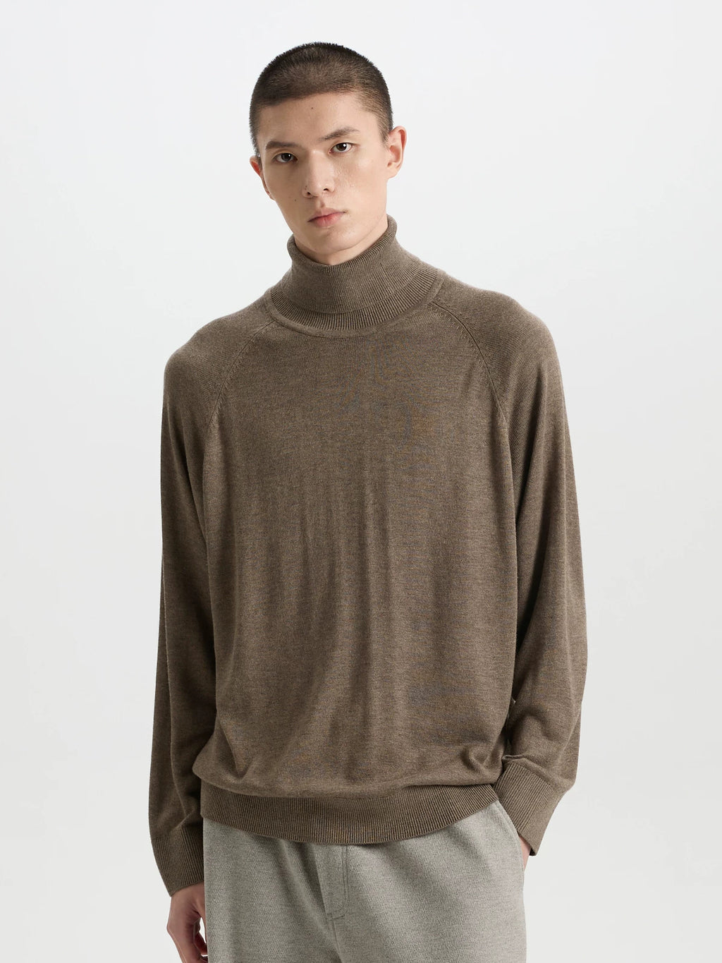 BUTTBILL Soft Wool-Blend Turtleneck Knit Sweater – Relaxed Raglan Sleeve Unisex Long Sleeve Pullover#133