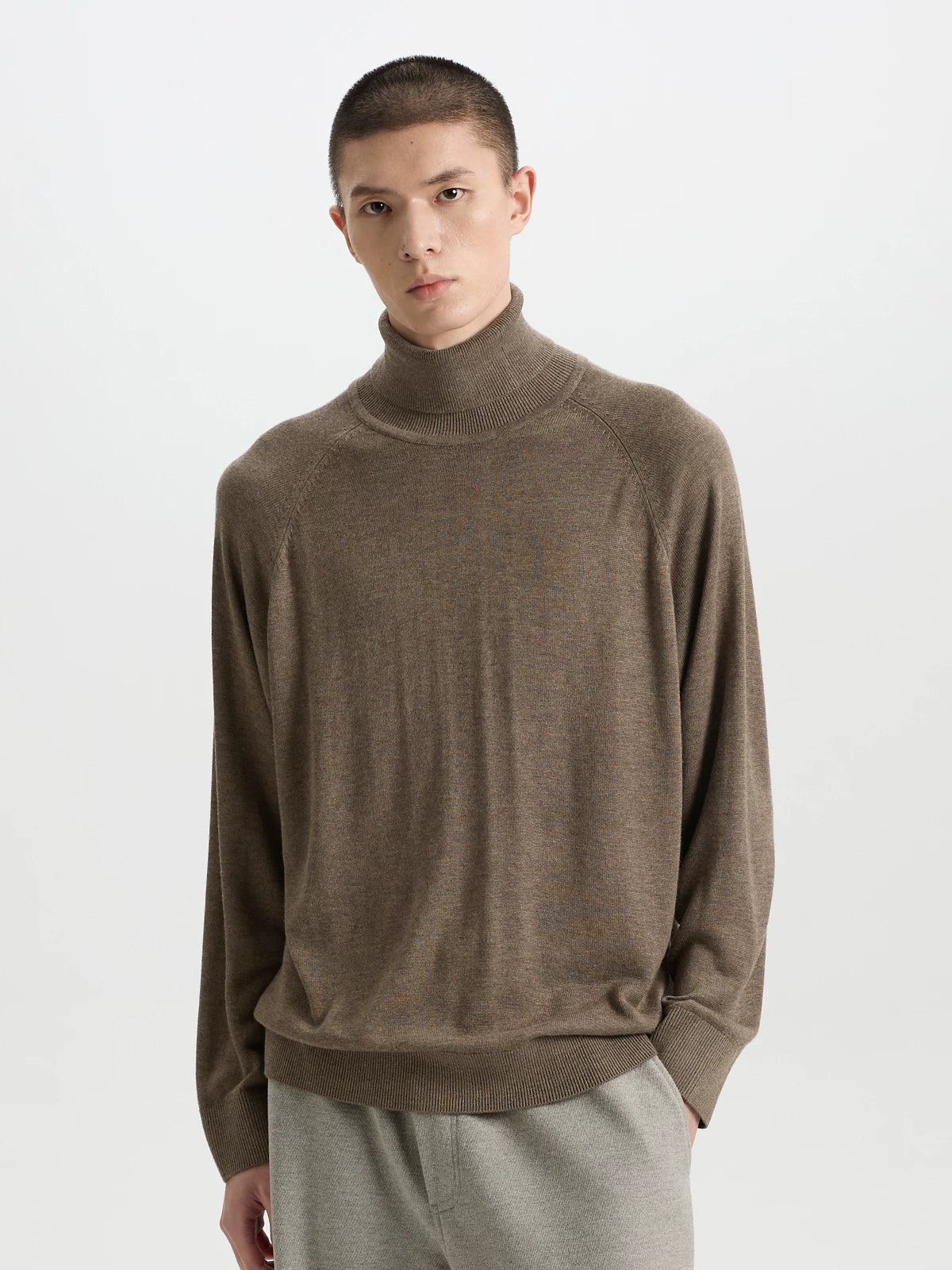 BUTTBILL Soft Wool-Blend Turtleneck Knit Sweater – Relaxed Raglan Sleeve Unisex Long Sleeve Pullover#133