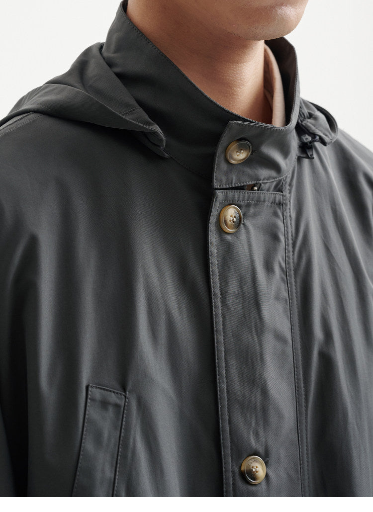 BUTTBILL Unisex Weather-Resistant Oxford Cropped Windbreaker with Detachable Hood102