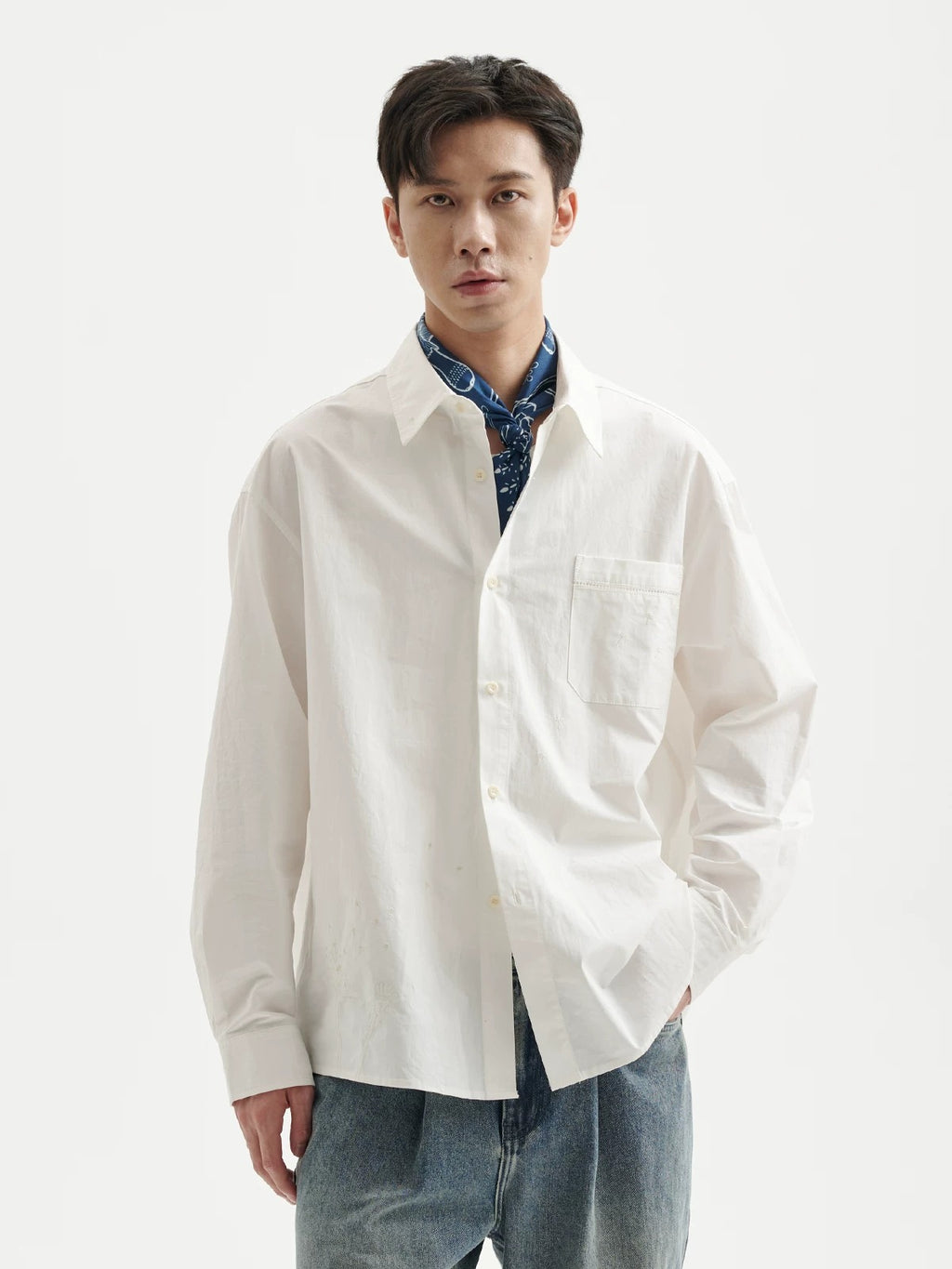 BUTTBILL Unisex Dandelion-Embroidered 100% Cotton Relaxed Overshirt089