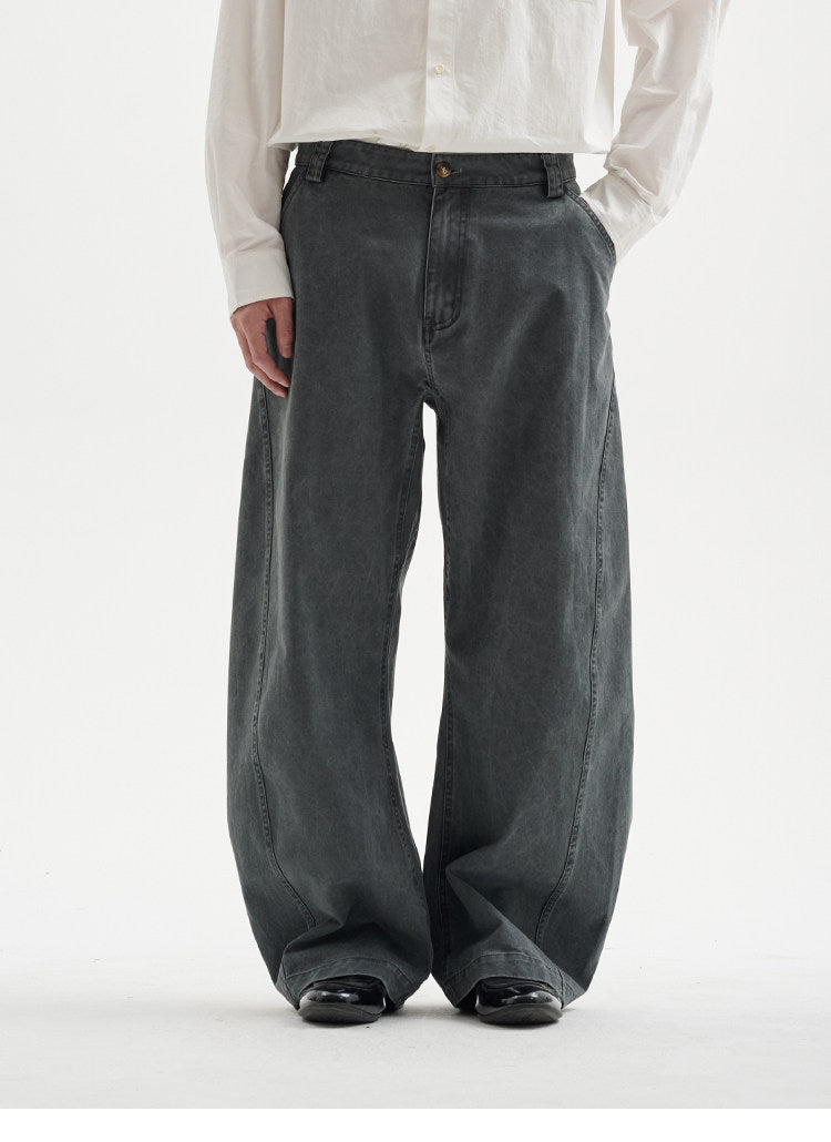 BUTTBILL Men's Relaxed Curved-Leg Paneled Trousers100
