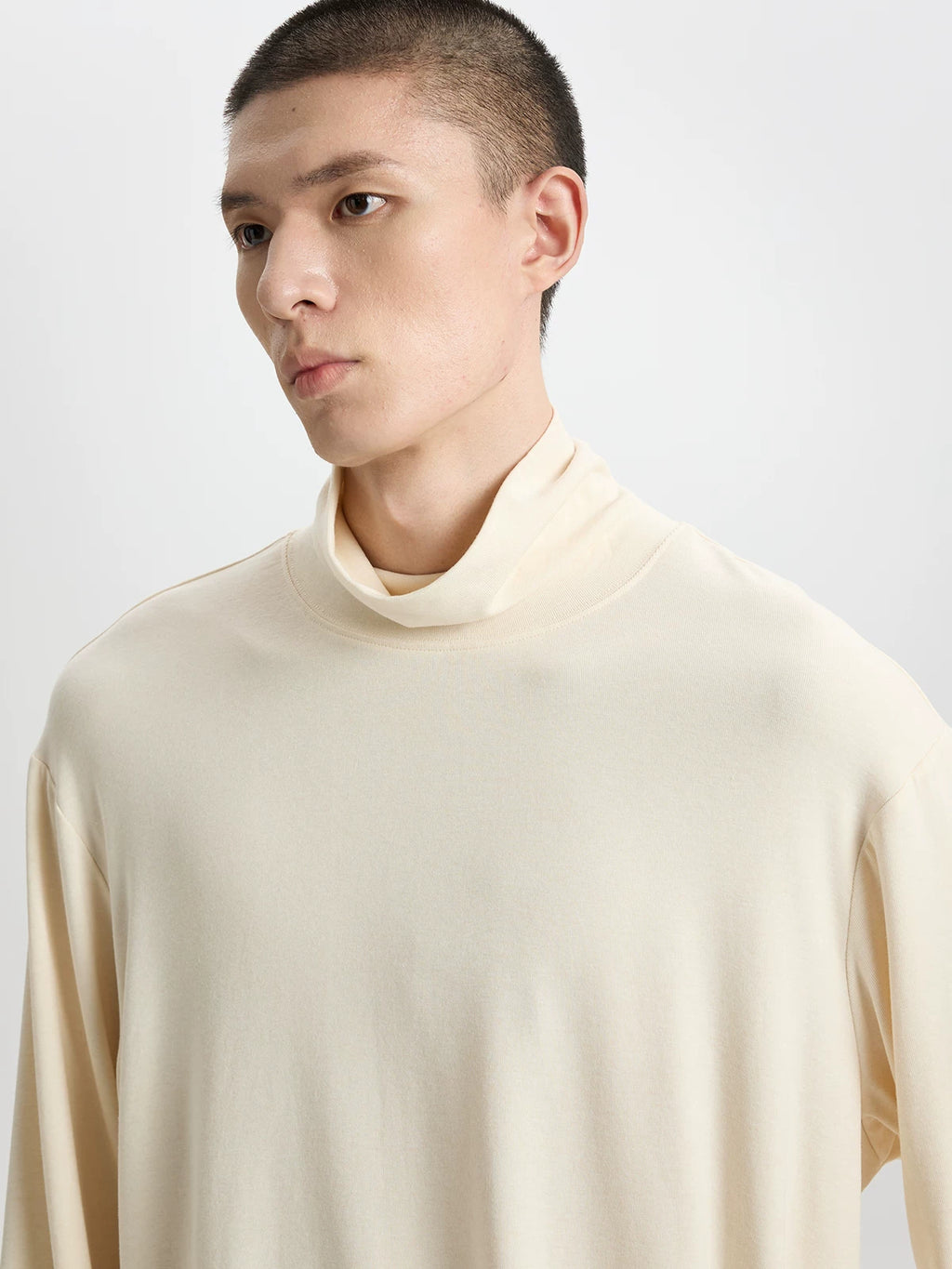 BUTTBILL Classic Textured Acetate-Wool Blend Turtleneck Knit Top – Relaxed Drop-Shoulder Unisex Long Sleeve#118