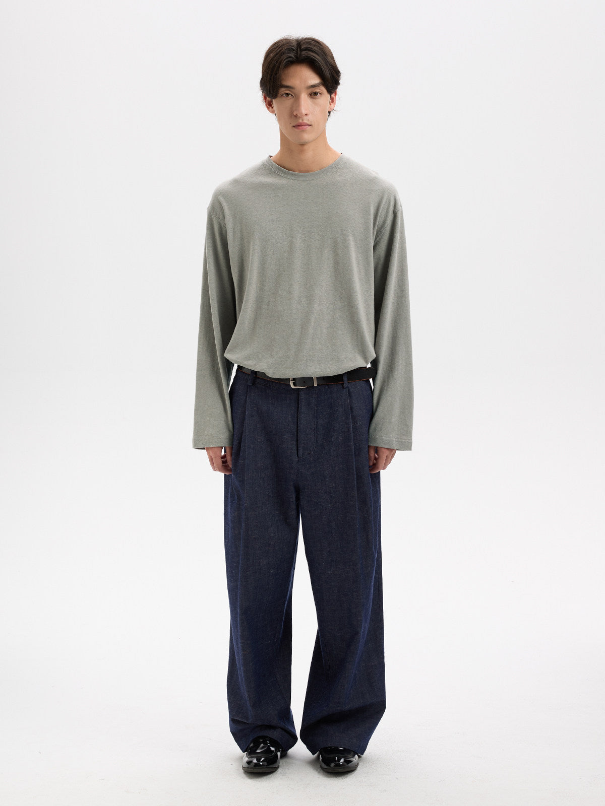 BUTTBILL Unisex Relaxed Hemp Crewneck Long-Sleeve Staple Tee
