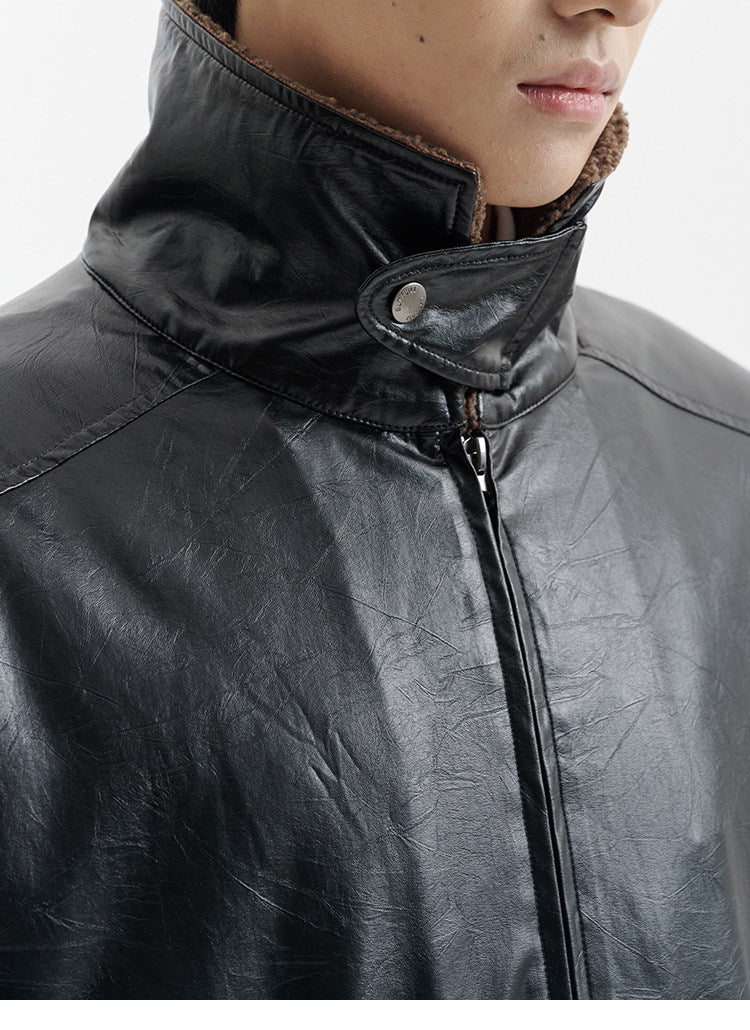 BUTTBILL FW25 Men's Heavyweight Faux Shearling Leather Thinsulate™ Jacket053