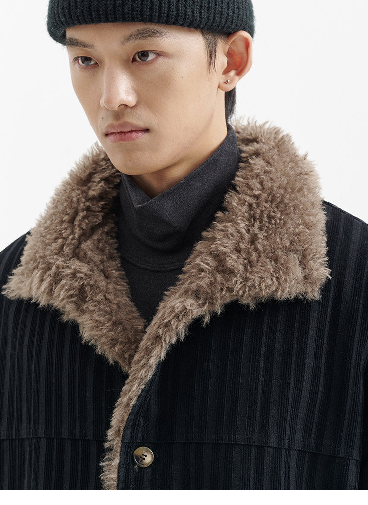 BUTTBILL FW25 Men's Heavyweight Enzyme-Washed Corduroy 3M™ Thinsulate™ Mid-Length Coat065