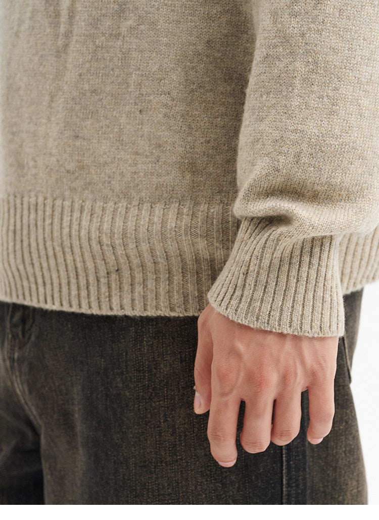 BUTTBILL Minimalist 33% Lambswool Crewneck Knit Sweater074