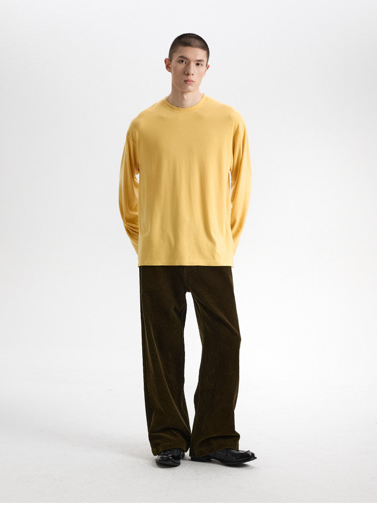 BUTTBILL Vintage Relaxed Textured Crewneck Knit Top – Soft Long Sleeve Unisex Sweater#119