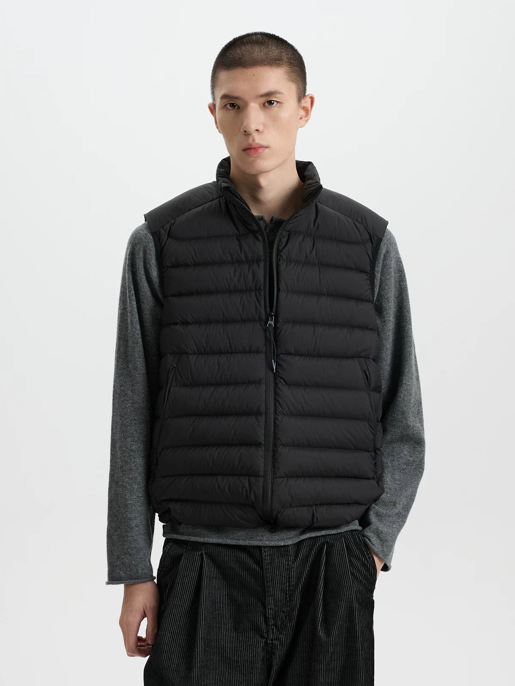 BUTTBILL Lightweight 90% White Duck Down Vest – Water-Repellent Quilted Stand Collar Puffer Gilet#137