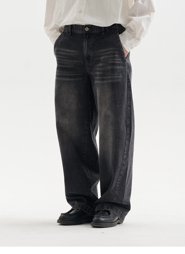BUTTBILL Unisex Vintage Whiskered Washed Denim Relaxed Jeans106