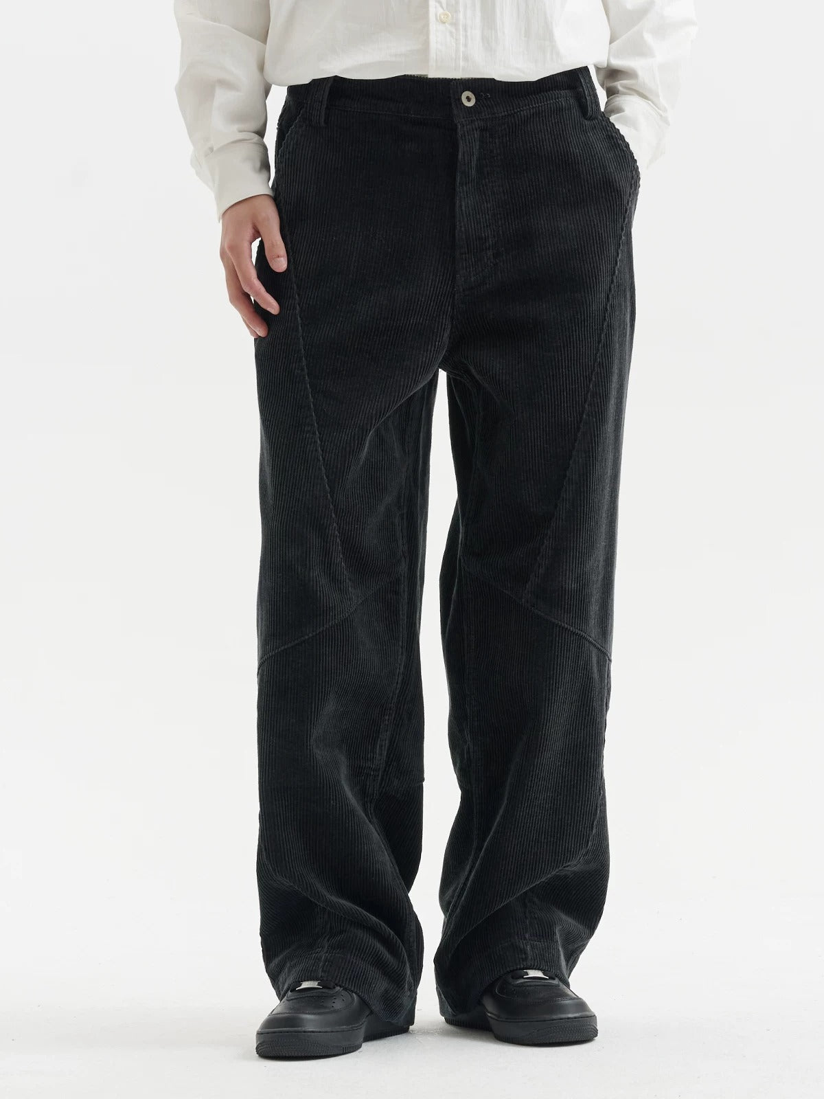 BUTTBILL FW25 Unisex 100% Cotton 8-Wale Corduroy Paneled Straight Trousers055