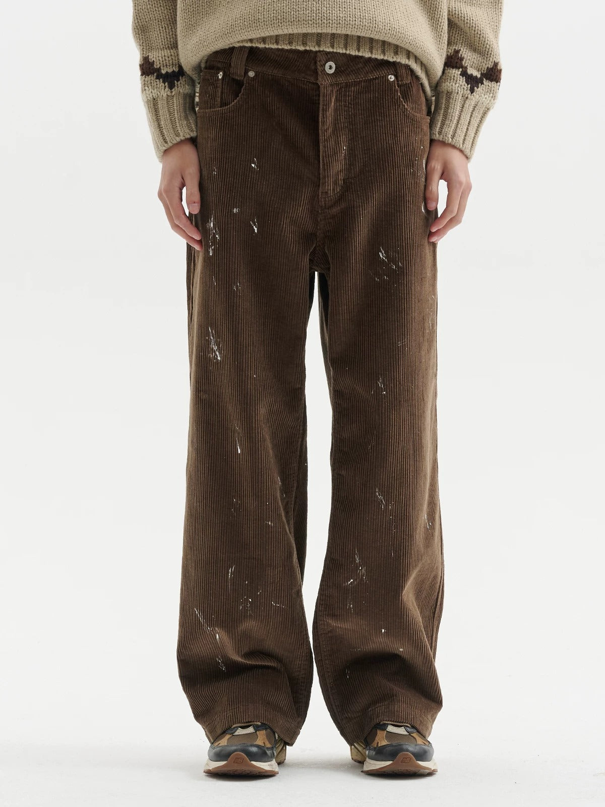 BUTTBILL FW25 Paint-Splattered Cotton Corduroy Relaxed Straight Trousers067