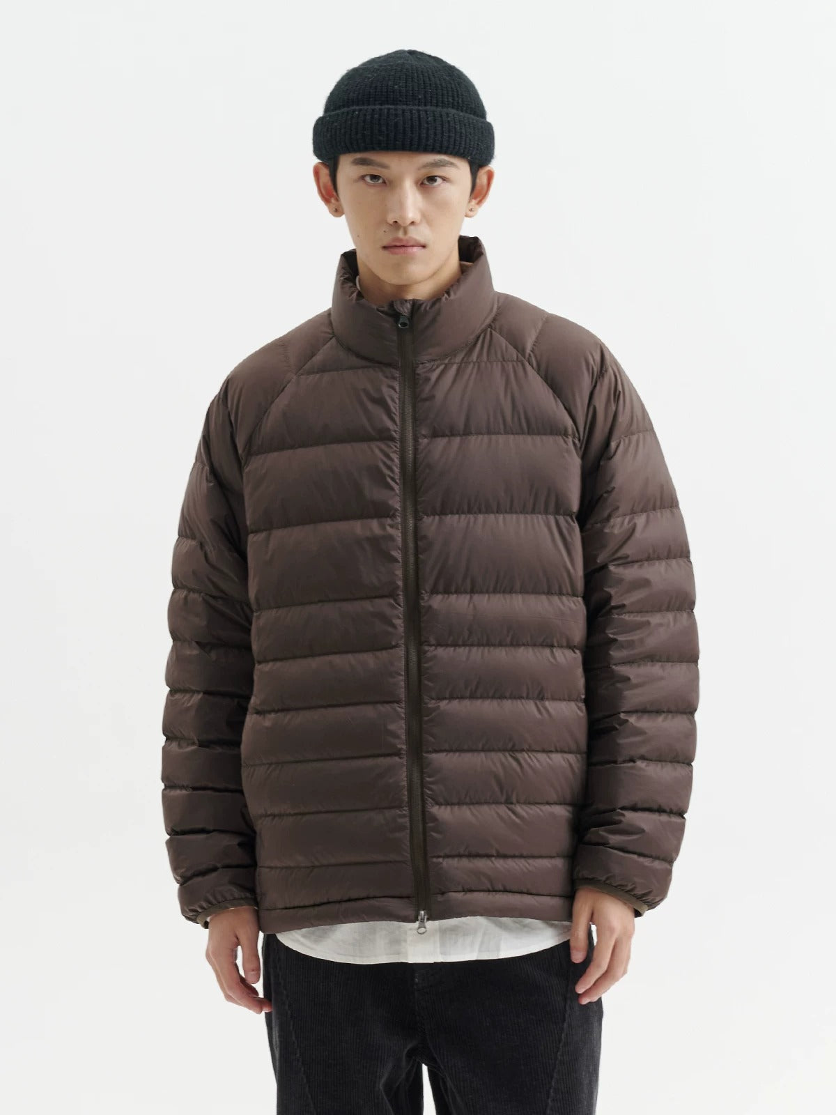 BUTTBILL FW25 Men's 90% White Duck Down Lightweight Channel-Quilted Jacket with Stand Collar051