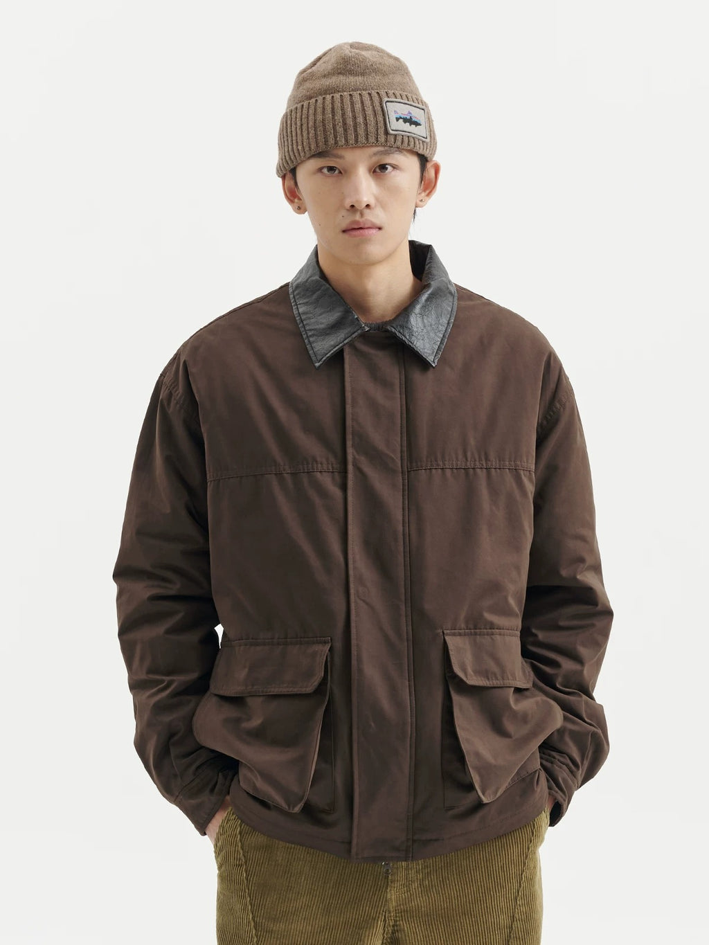 BUTTBILL Men's Leather-Collar 3M™ Thinsulate™ Water-Repellent Hunting Jacket081