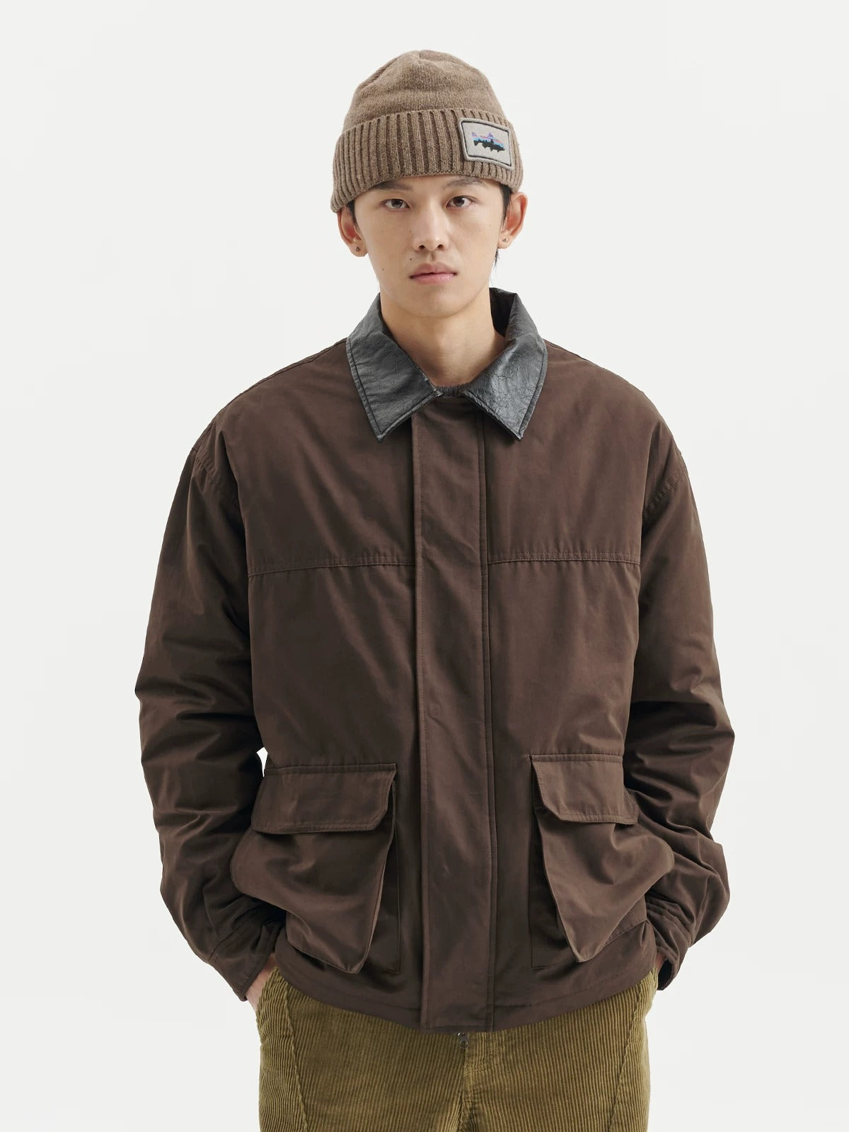 BUTTBILL Men's Leather-Collar 3M™ Thinsulate™ Water-Repellent Hunting Jacket081