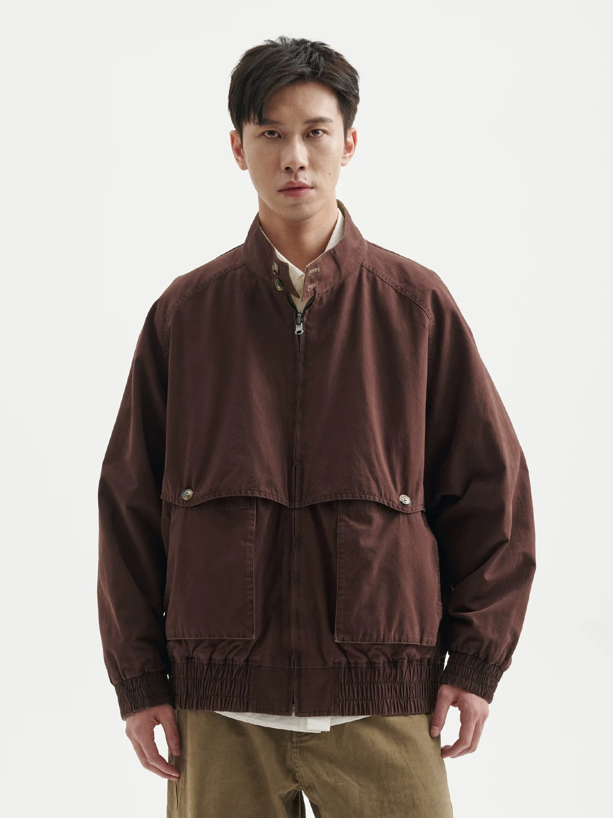 BUTTBILL Unisex Relaxed Reversible Washed Stand-Collar Utility Jacket101