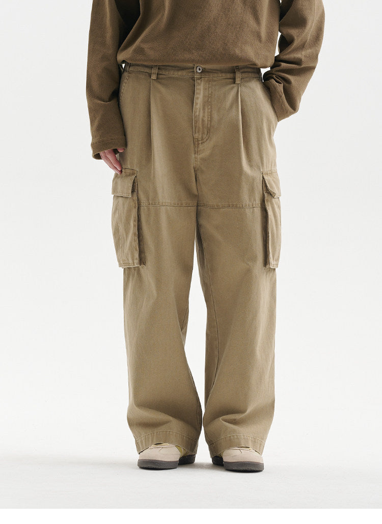 BUTTBILL Unisex Relaxed Herringbone Cargo Trousers105