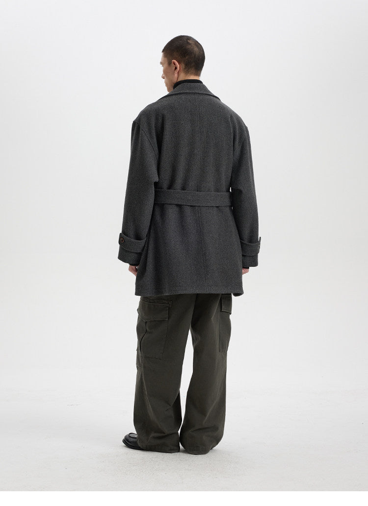 BUTTBILL Vintage Wool-Blend Double-Breasted Coat – Relaxed Fit Insulated Mid-Length Lapel Winter Jacket#135