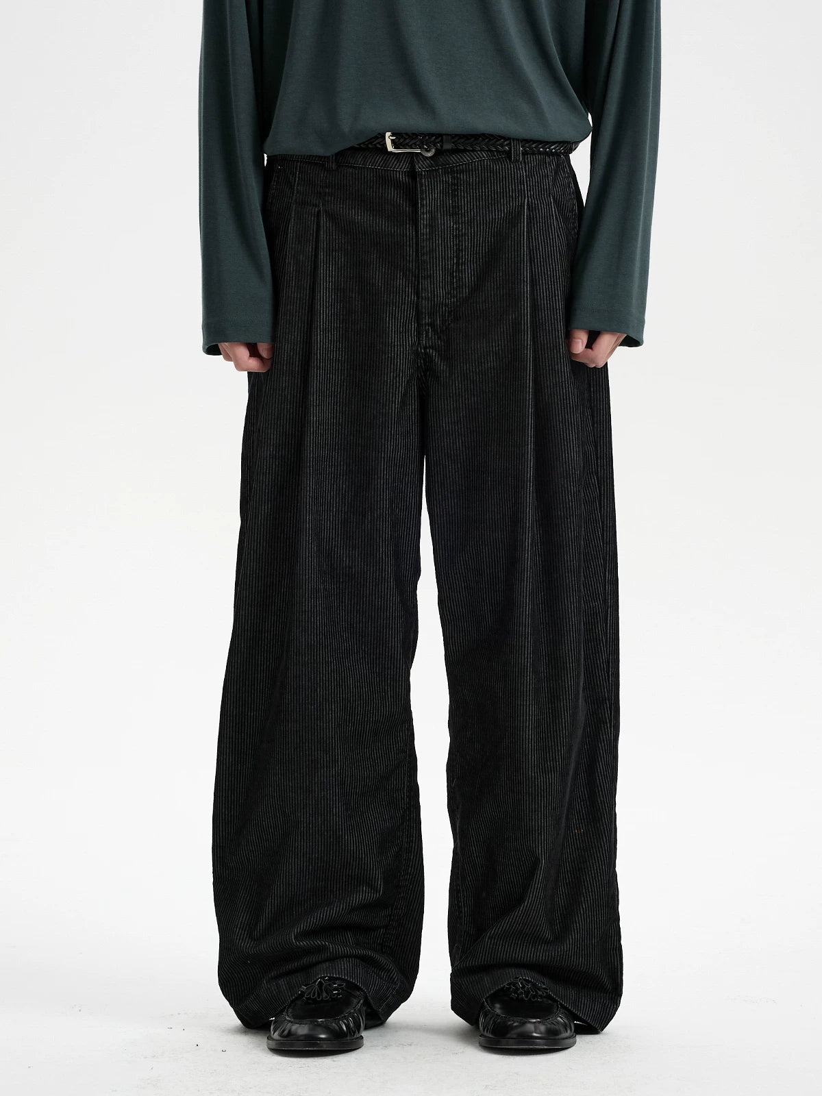 BUTTBILL Vintage Washed Corduroy Wide-Leg Pants – Relaxed Straight-Leg Cotton Blend Casual Trousers#123
