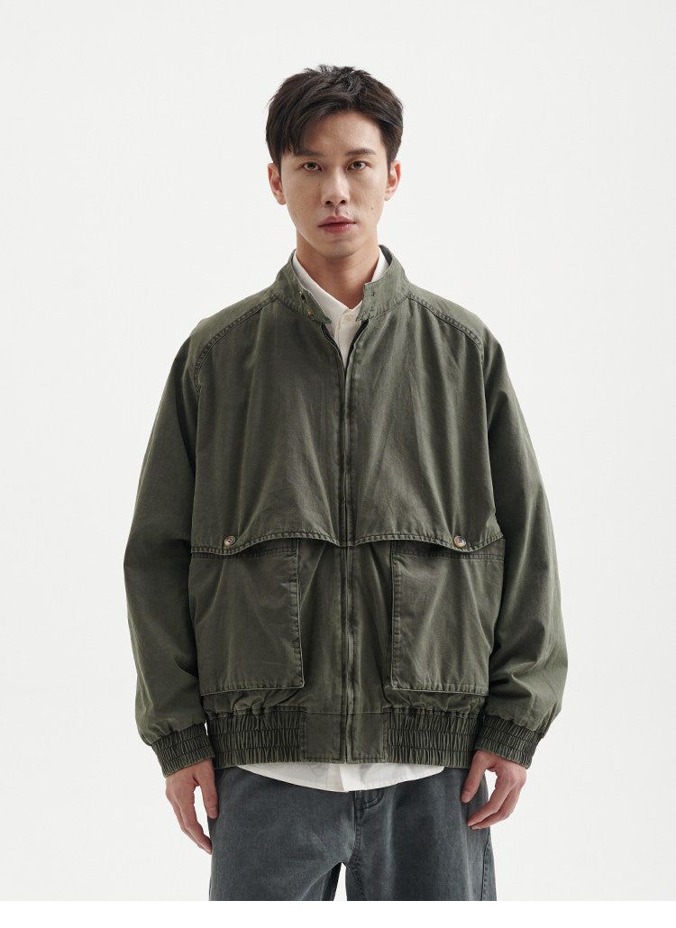 BUTTBILL Unisex Relaxed Reversible Washed Stand-Collar Utility Jacket101