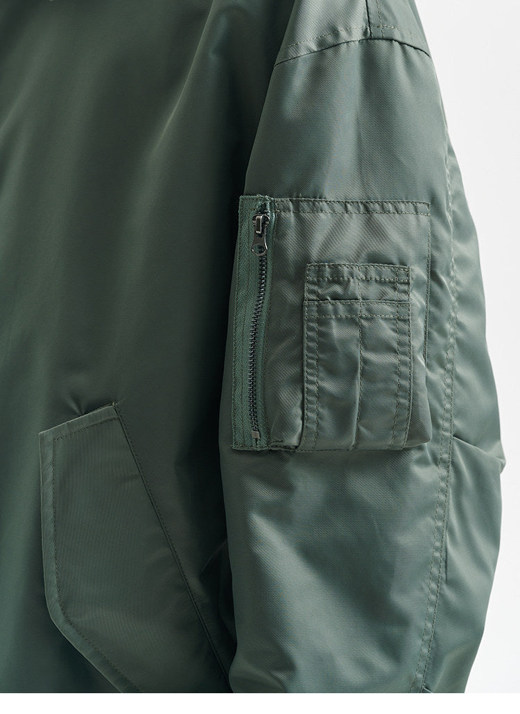 BUTTBILL Unisex Relaxed-Silhouette MA-1 Bomber Jacket with Utility Pockets087