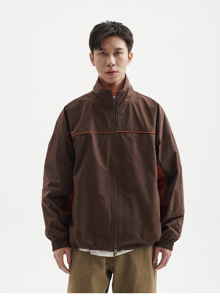 BUTTBILL Unisex Water-Repellent Retro Track Jacket with Mesh Lining093