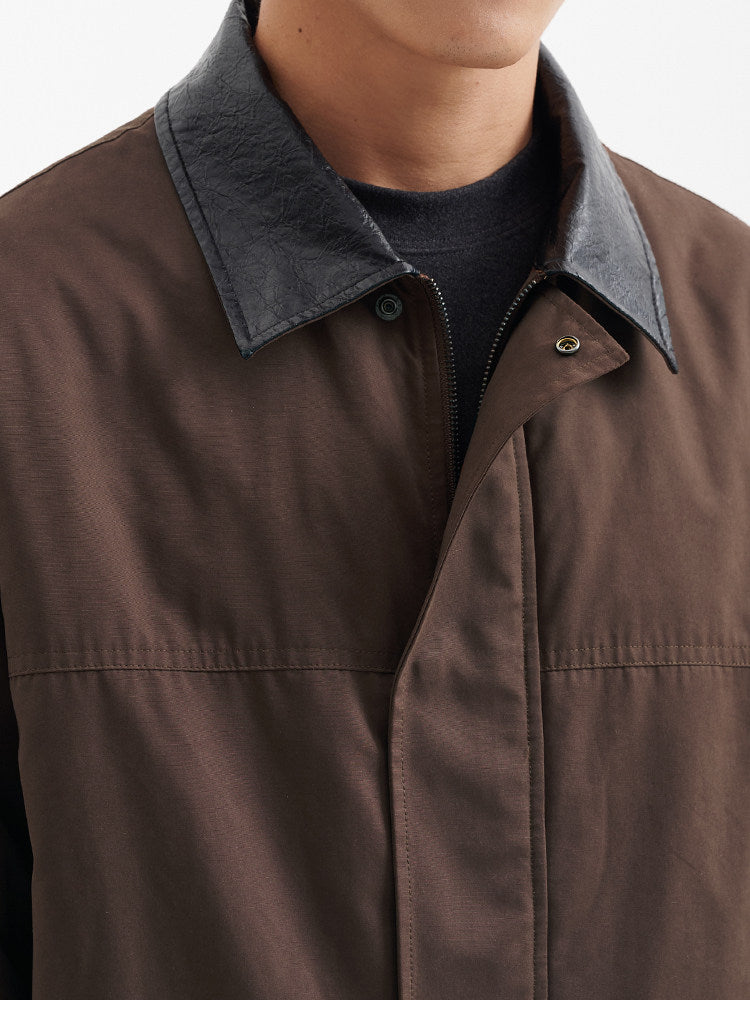 BUTTBILL Men's Leather-Collar 3M™ Thinsulate™ Water-Repellent Hunting Jacket081