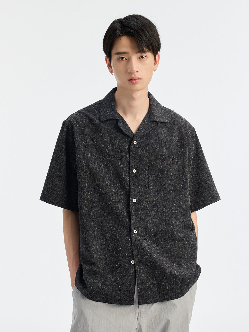 BUTTBILL SS26 Unisex Melange Linen Short-Sleeve Overshirt