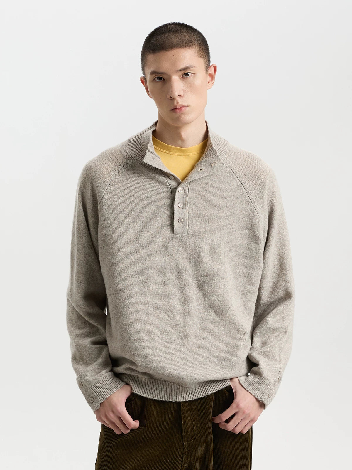BUTTBILL Soft Wool-Blend Mock Neck Sweater – Raglan Sleeve Minimalist Knit Pullover for Everyday Layering#138