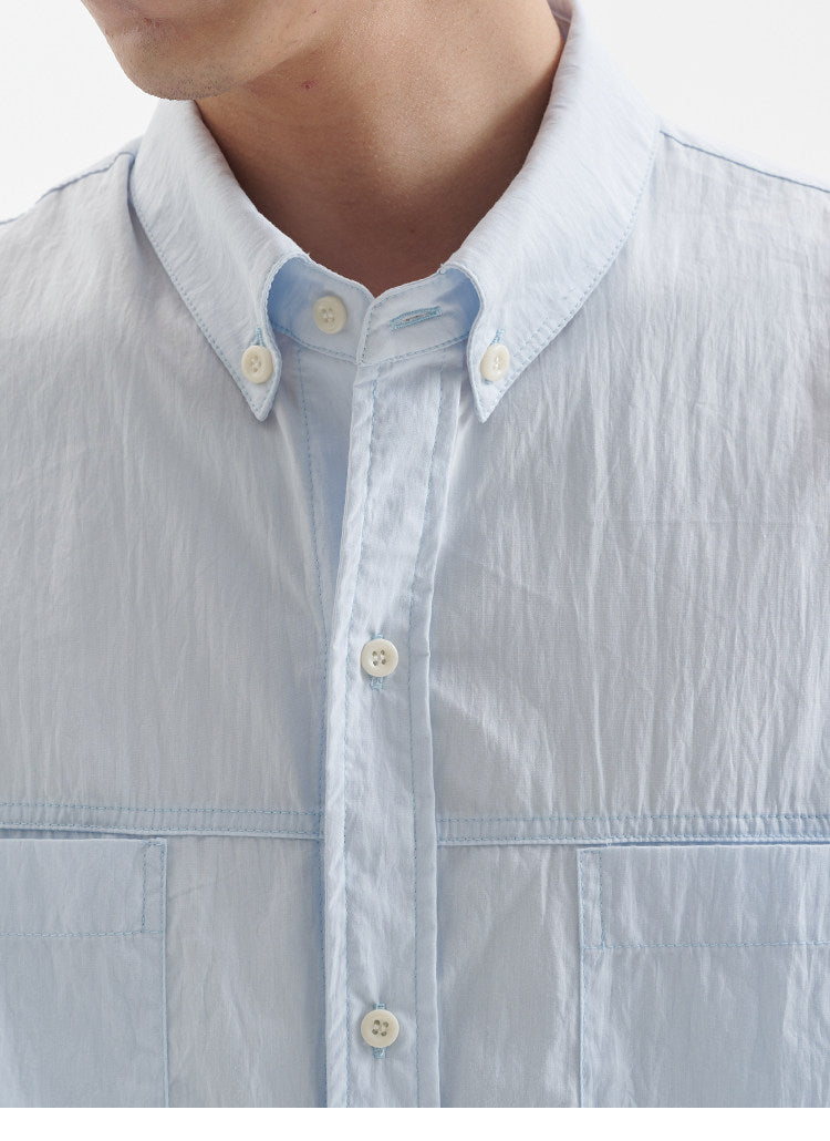 BUTTBILL Unisex Cotton-Nylon Paneled Long-Sleeve Overshirt109