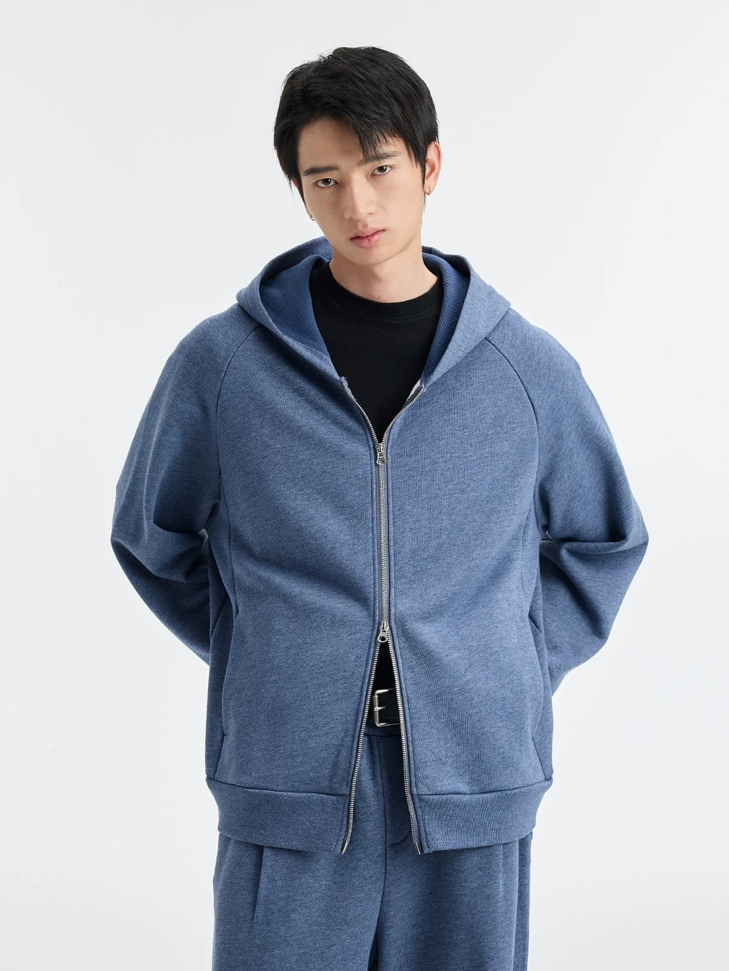 BUTTBILL SS26 Unisex Relaxed Heathered Zip-Up Hoodie050