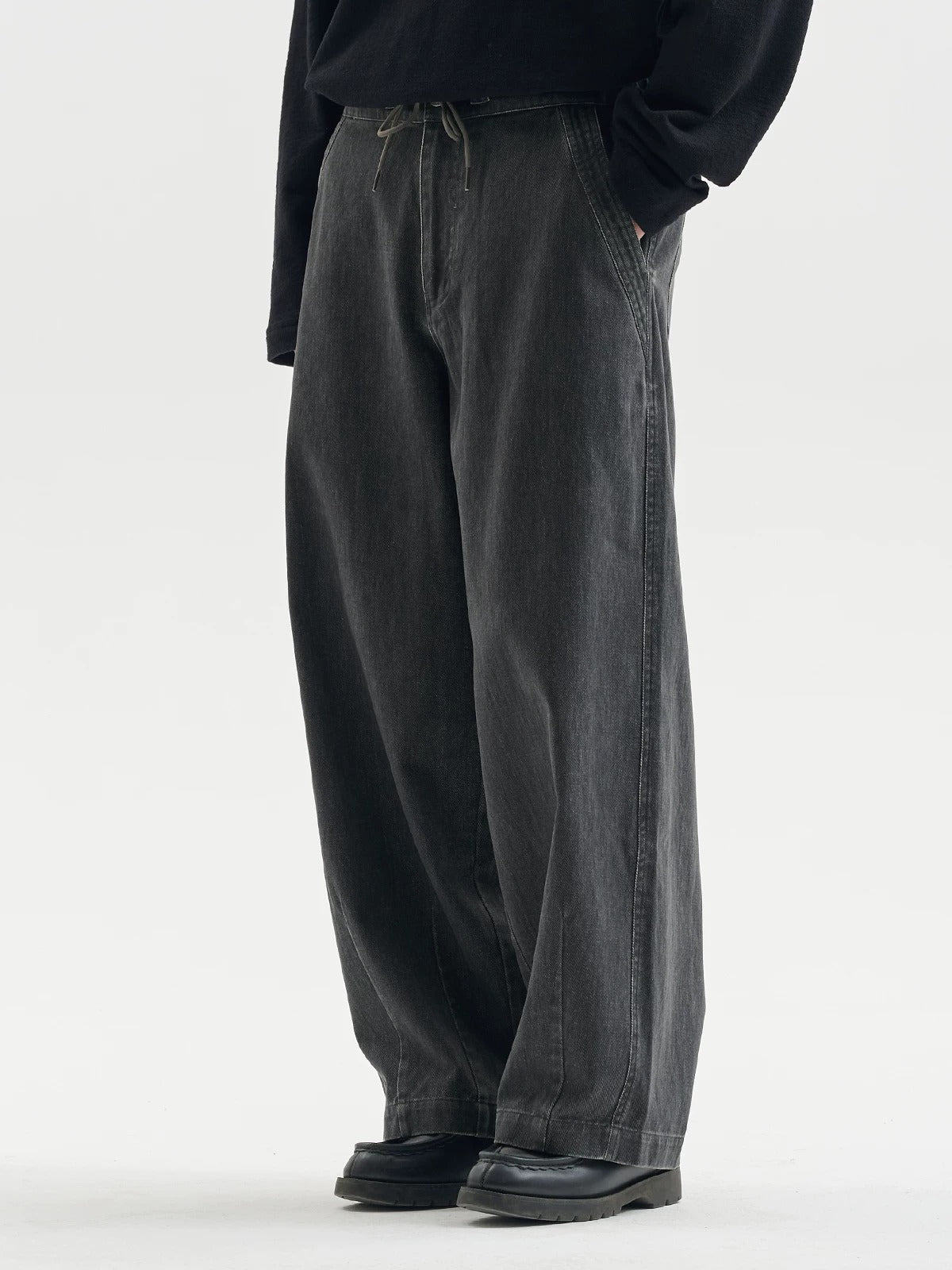 BUTTBILL Unisex Vintage Washed Wide-Leg Casual Trousers113