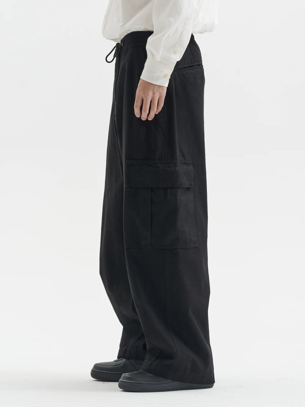 BUTTBILL Men's Heavyweight Cotton Canvas Wide-Leg Utility Trousers063