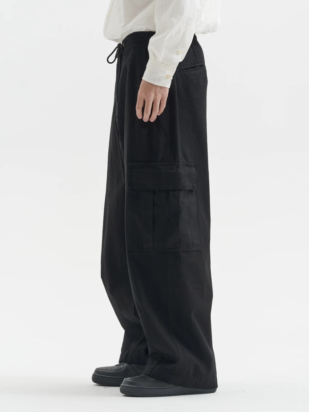BUTTBILL Men's Heavyweight Cotton Canvas Wide-Leg Utility Trousers063