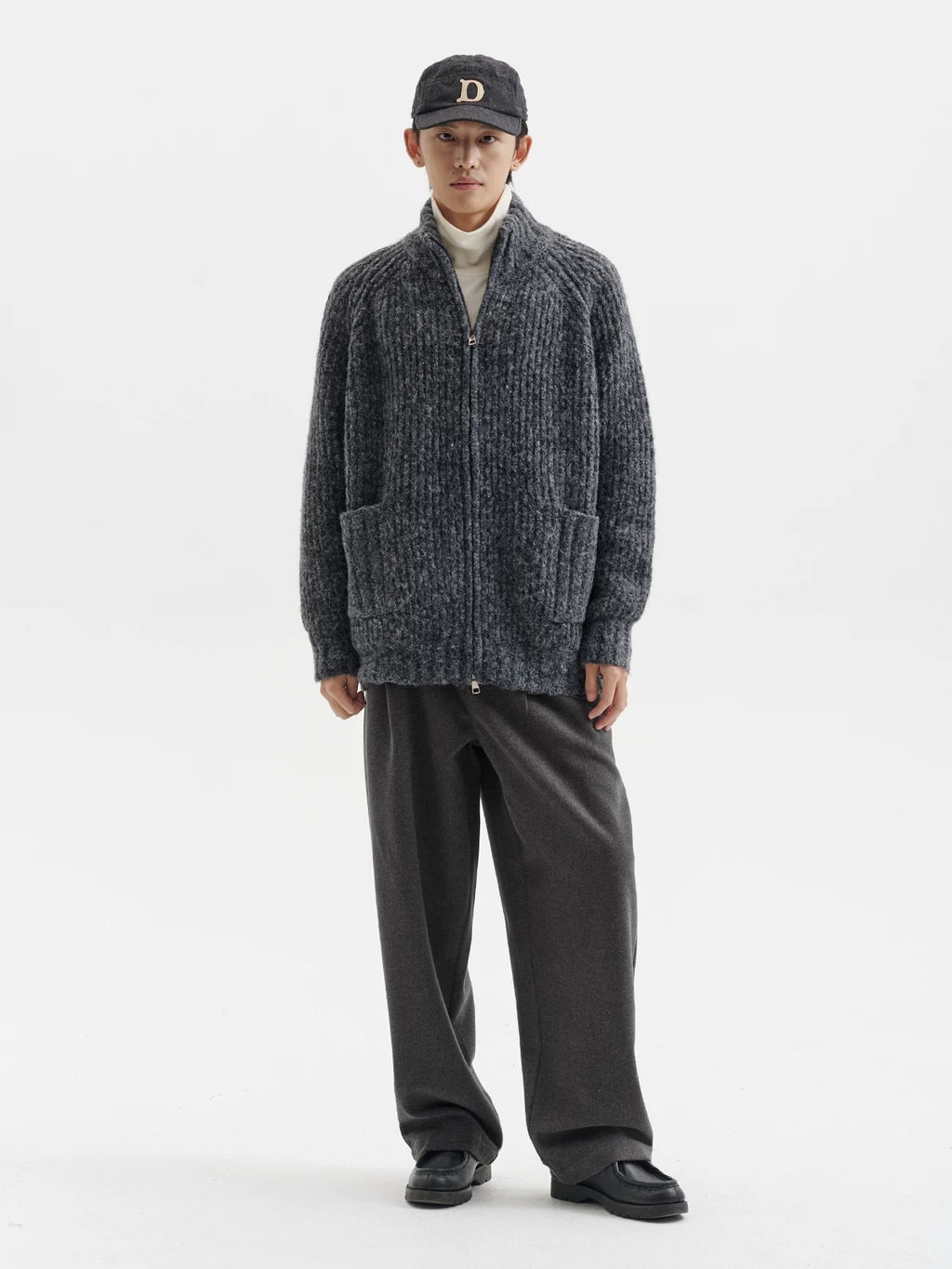 BUTTBILL Unisex Heavyweight Fisherman's Rib Relaxed Cardigan084