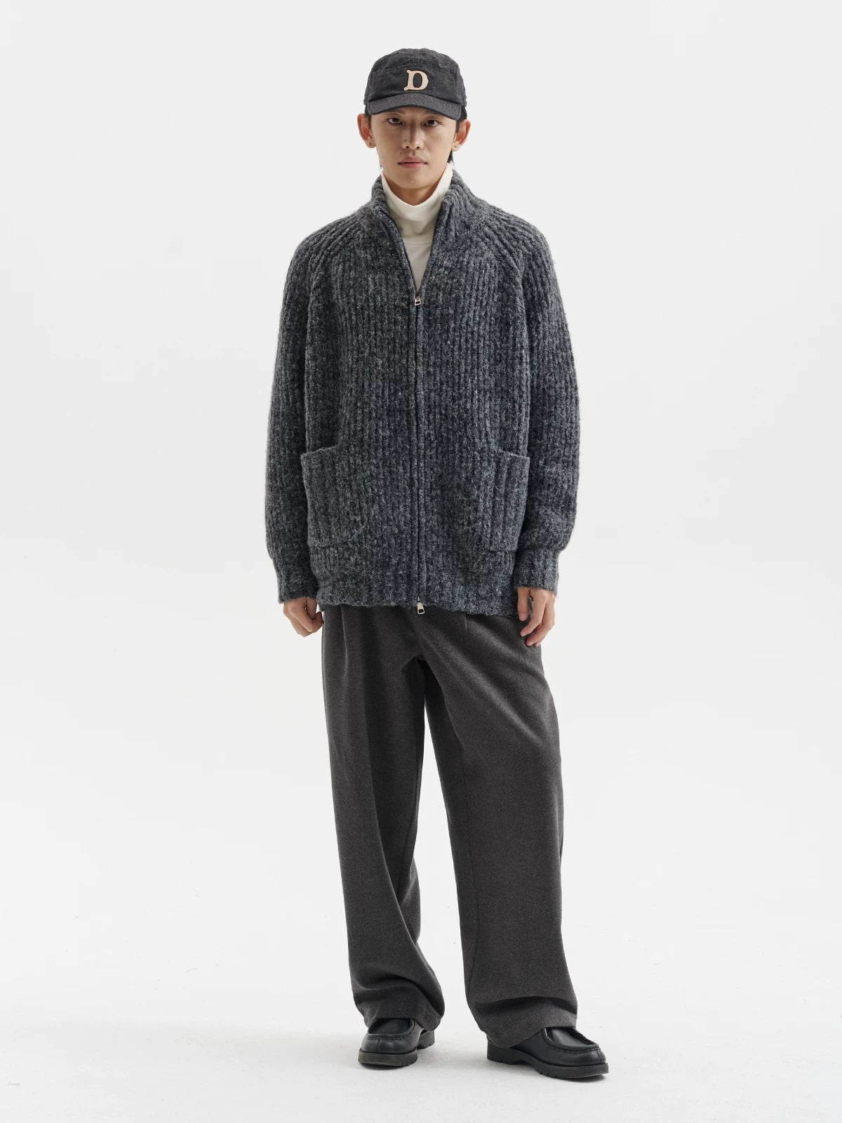 BUTTBILL Unisex Heavyweight Fisherman's Rib Relaxed Cardigan084