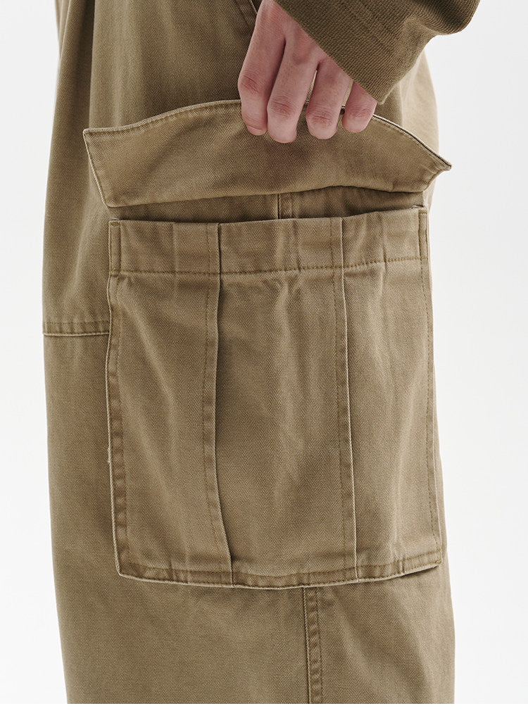 BUTTBILL Unisex Relaxed Herringbone Cargo Trousers105