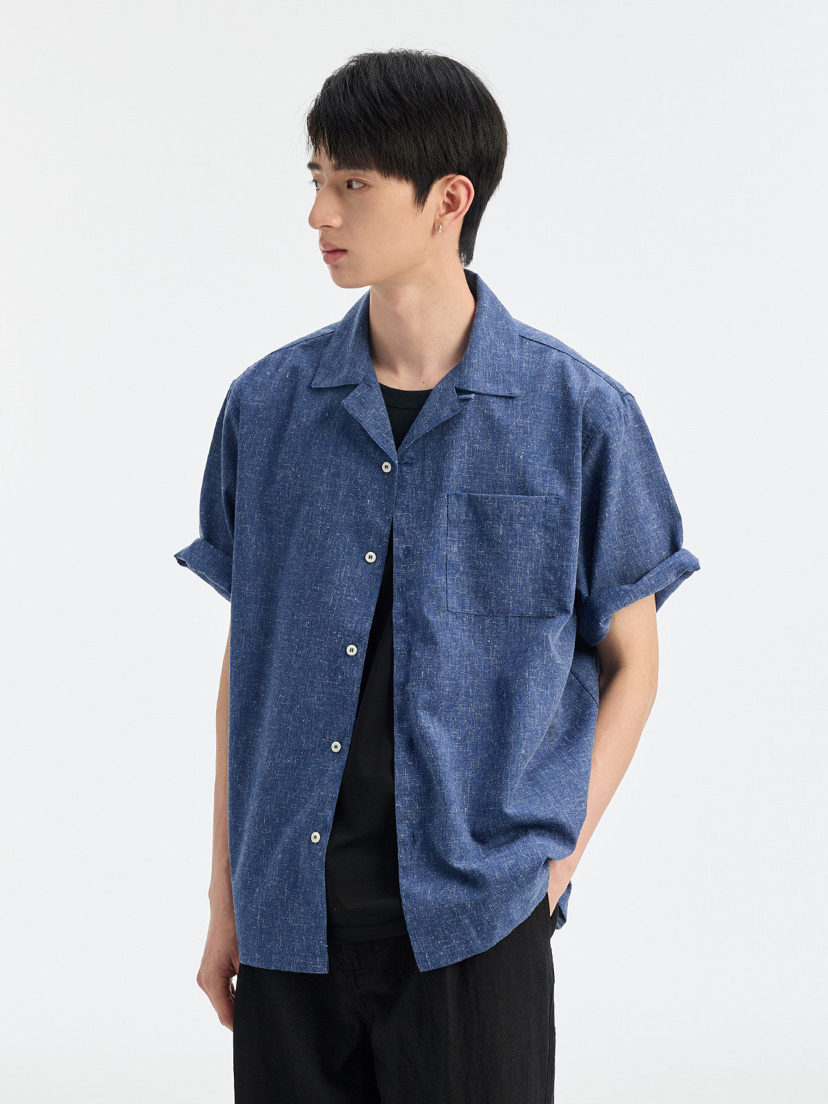 BUTTBILL SS26 Unisex Melange Linen Short-Sleeve Overshirt