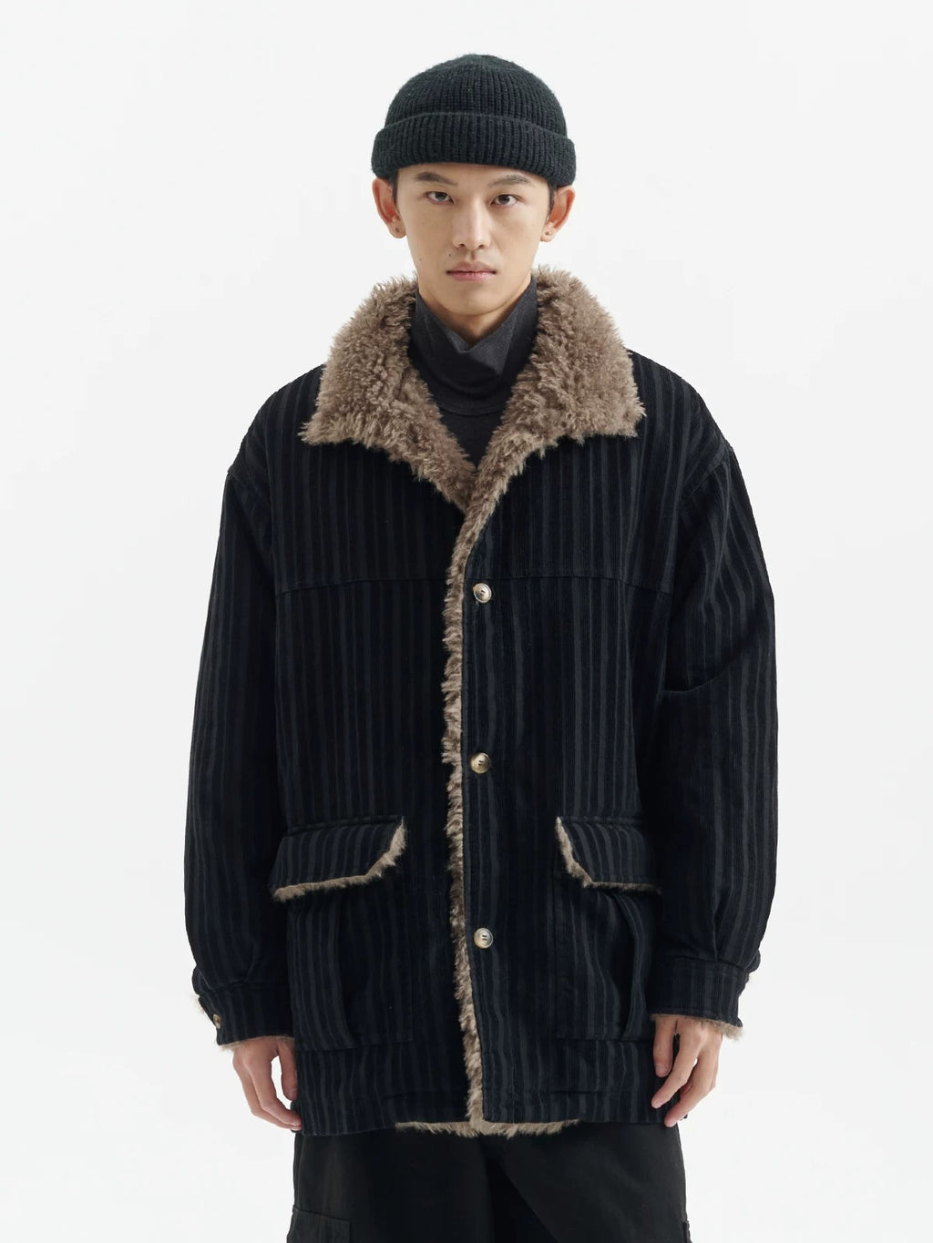 BUTTBILL FW25 Men's Heavyweight Enzyme-Washed Corduroy 3M™ Thinsulate™ Mid-Length Coat065