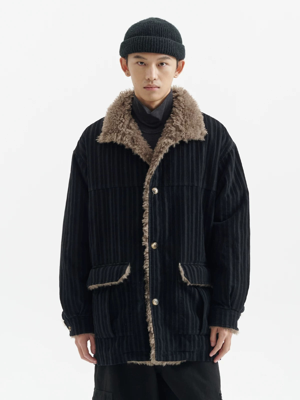 BUTTBILL FW25 Men's Heavyweight Enzyme-Washed Corduroy 3M™ Thinsulate™ Mid-Length Coat065