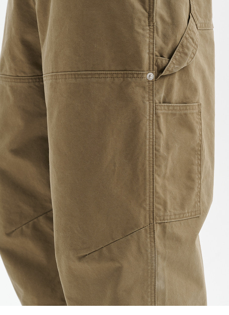 BUTTBILL Unisex Enzyme-Washed Cotton Twill Paneled Utility Trousers060