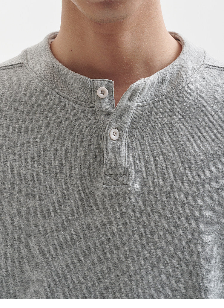 BUTTBILL Unisex Minimalist Long-Sleeve Henley Tee112