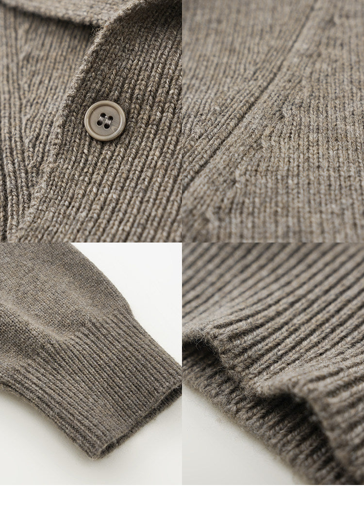 BUTTBILL Unisex 33% Lambswool Drop-Shoulder Half-Zip High-Neck Sweater075