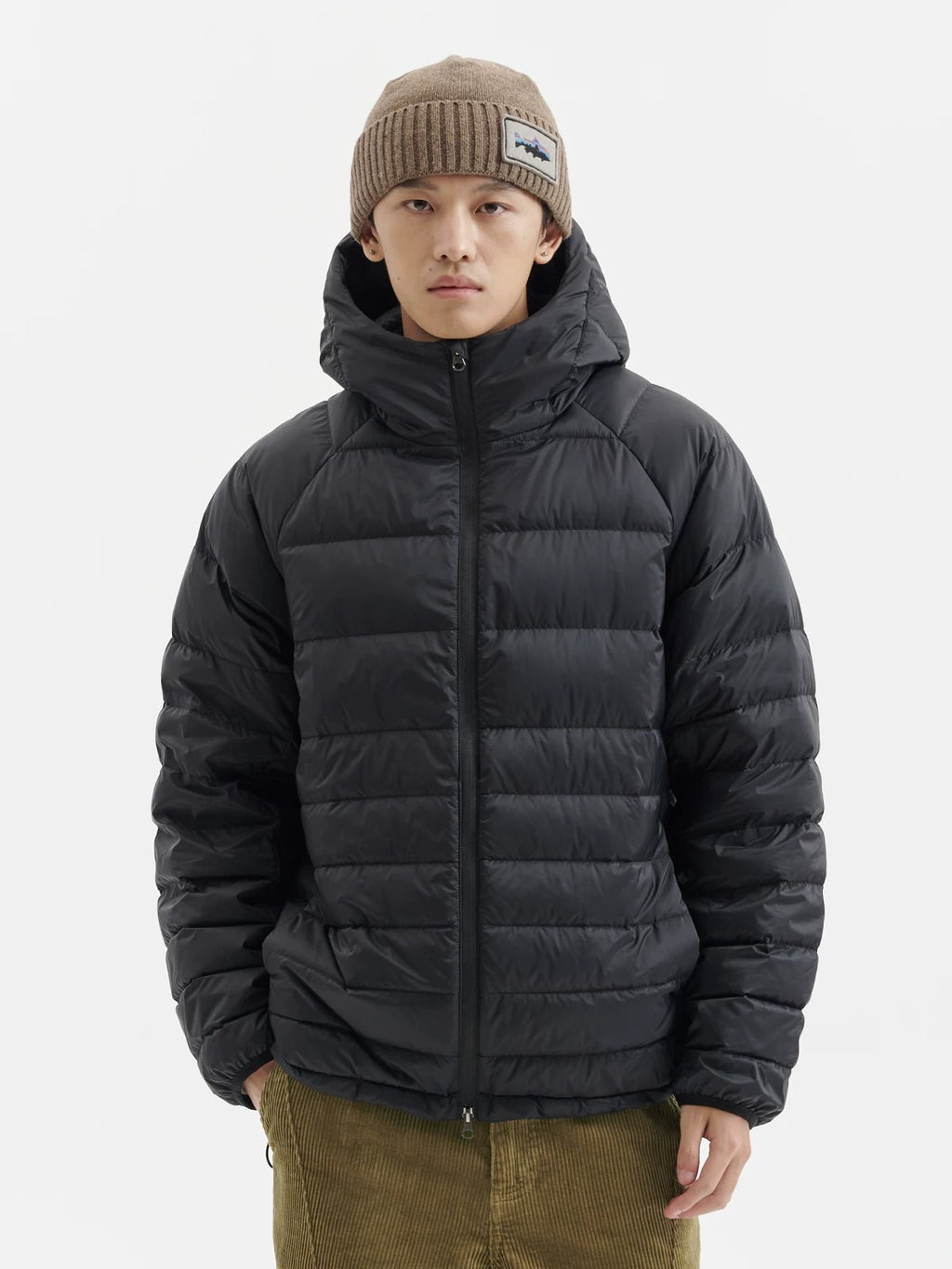 BUTTBILL FW25 Men's Lightweight 90% White Duck Down Hooded Channel Jacket061