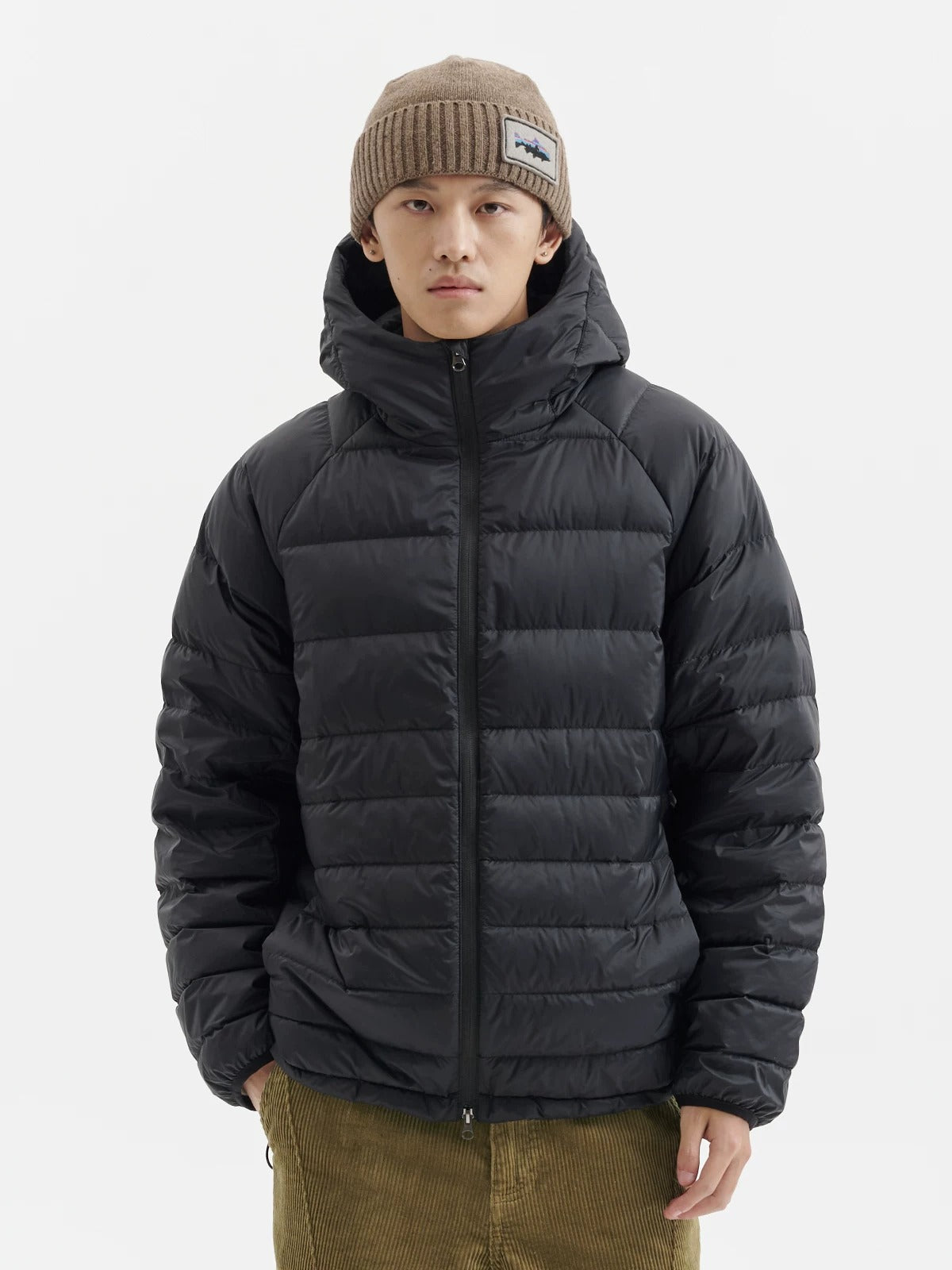 BUTTBILL FW25 Men's Lightweight 90% White Duck Down Hooded Channel Jacket061