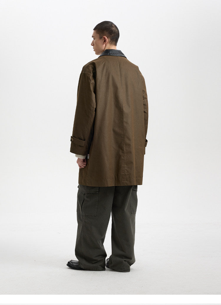 BUTTBILL Vintage Enzyme-Washed Long Coat – Relaxed Fit 3M Insulated Jacket with Double-Zip Closure#126